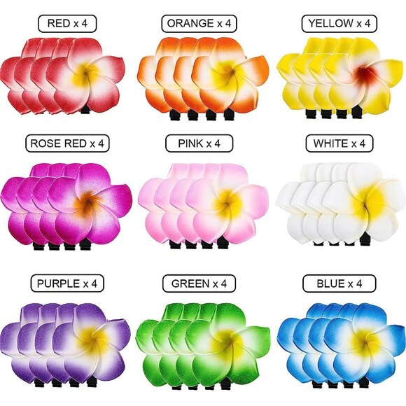 2 Pieces Plumeria Flower Hair Clips Hawaiian Foam Flower Clips - Picture 2 of 7